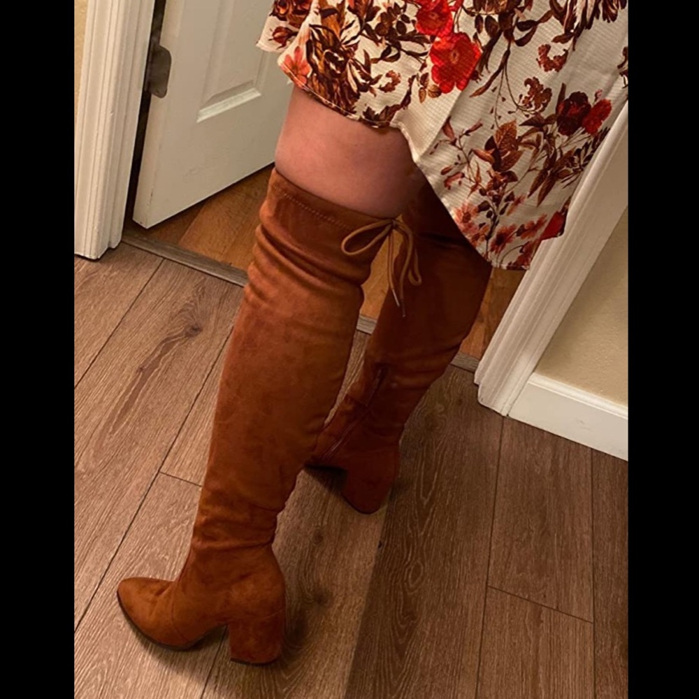 Thigh High Boots Over The Knee Stretch Block Heel - Picture 5 of 8